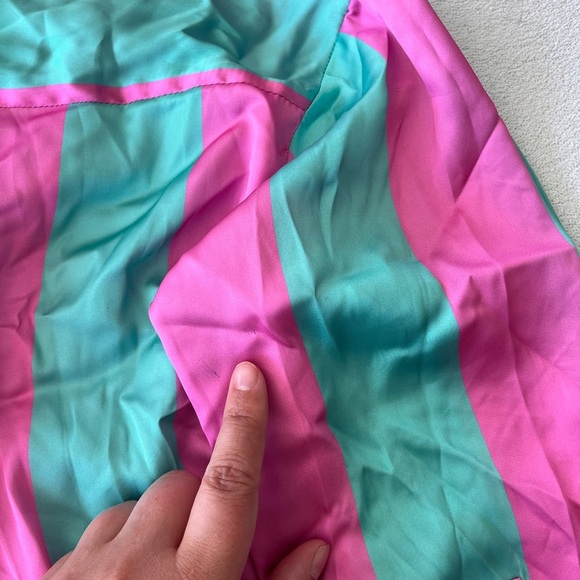 NWT Zara Satin Striped Boyfriend Shirt XS Pink Green - Picture 11 of 12